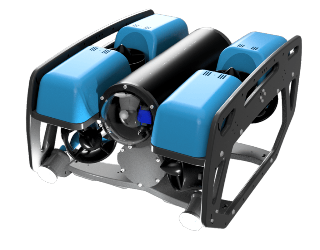 ROV Blue Robotics visto desde la parte posterior